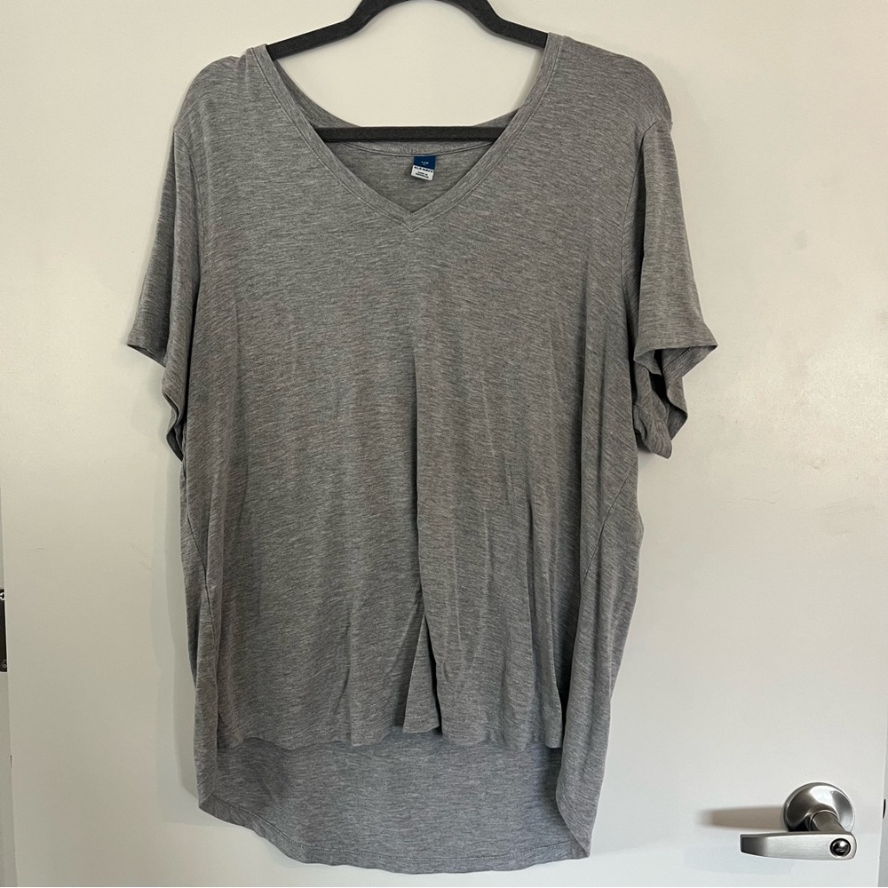 Gray V-Neck Women's Top
